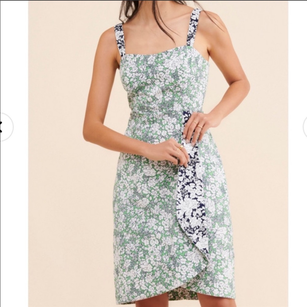Anthropologie Maeve Keely Green Floral Dress 0 P